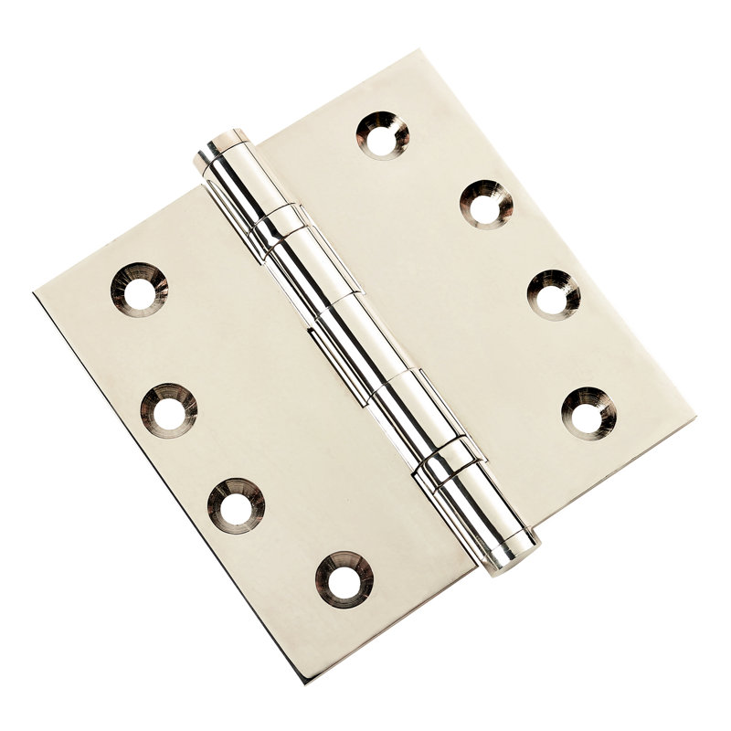 Charnière de porte simple à roulement à billes en laiton massif H 4,5 po x l 4,5 po, Nickel poli