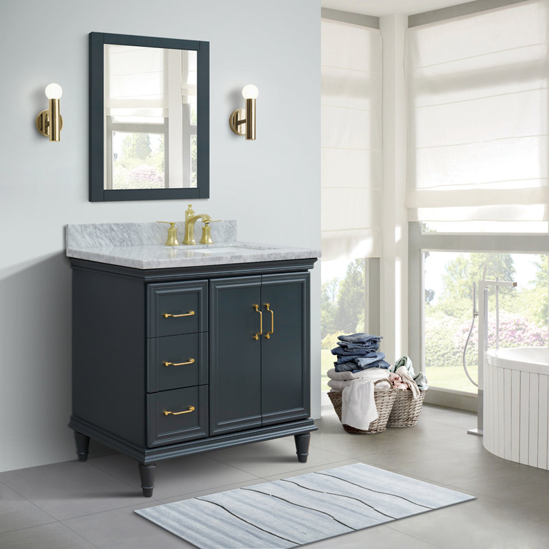 Ensemble de meuble-lavabo simple 37 po Lobardy, Gris foncé