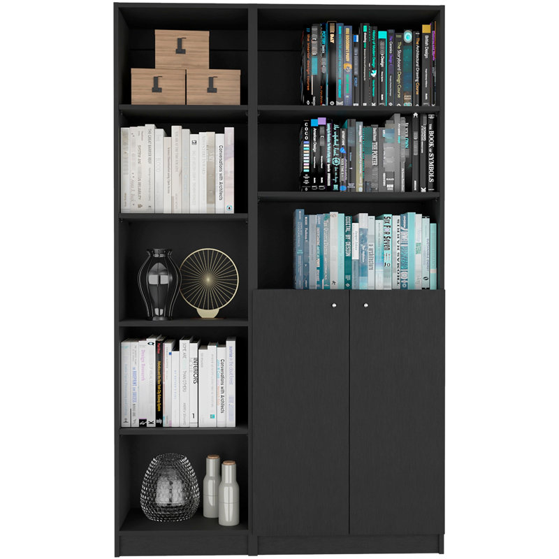 Contemporary Living Room In Black With Functional And Stylish Bookcases For Homes 2 : Slim & 2-Door Elegance