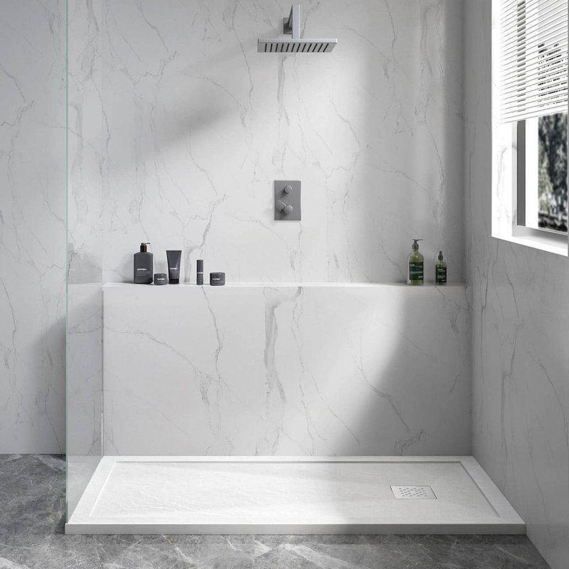 48'' W 32'' D Rectangular Shower Base, White Slate