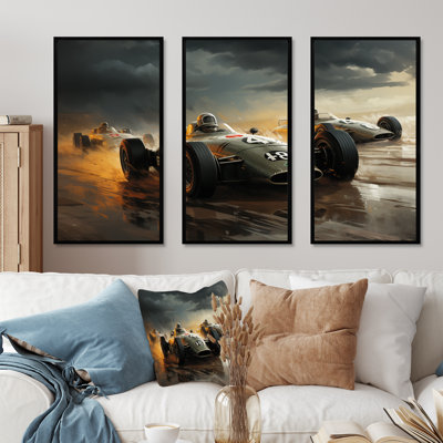Jaune et noir, Grand Prix, voiture de course III, art mural