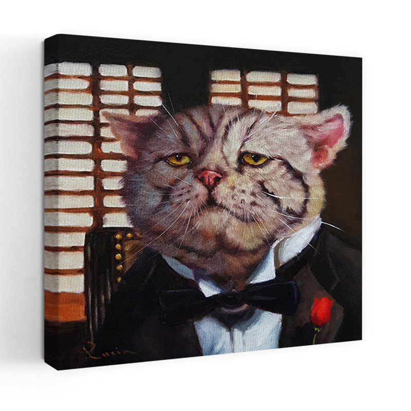 Parrain, chat, art urbain contemporain, 18" H x 18" W