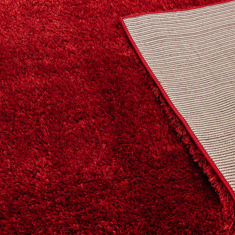 Natonia Shiny Shaggy Red Area Rug, Rectangle 80 x 150cm