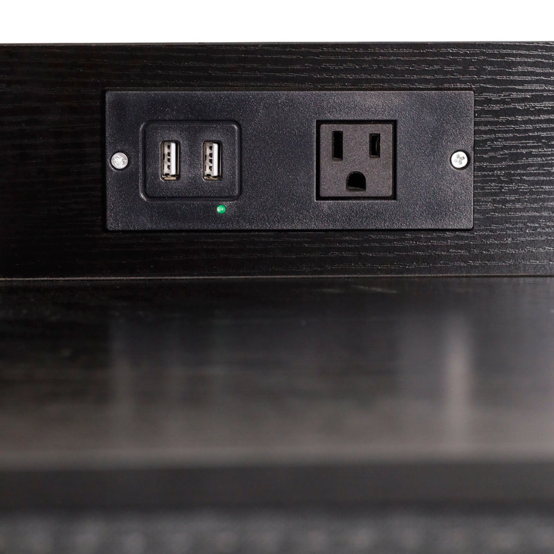 4 Fabric Drawer Nightstand With 2 USB Port And 1 Outlet Charging Station, Black