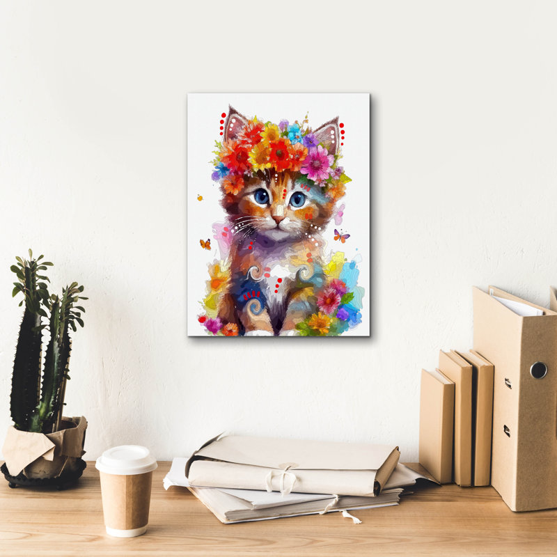 Toile épique Graffiti «Crowned Kitten» par Dean Russo, 12 po x 16 po, H 16 po x l 12 po