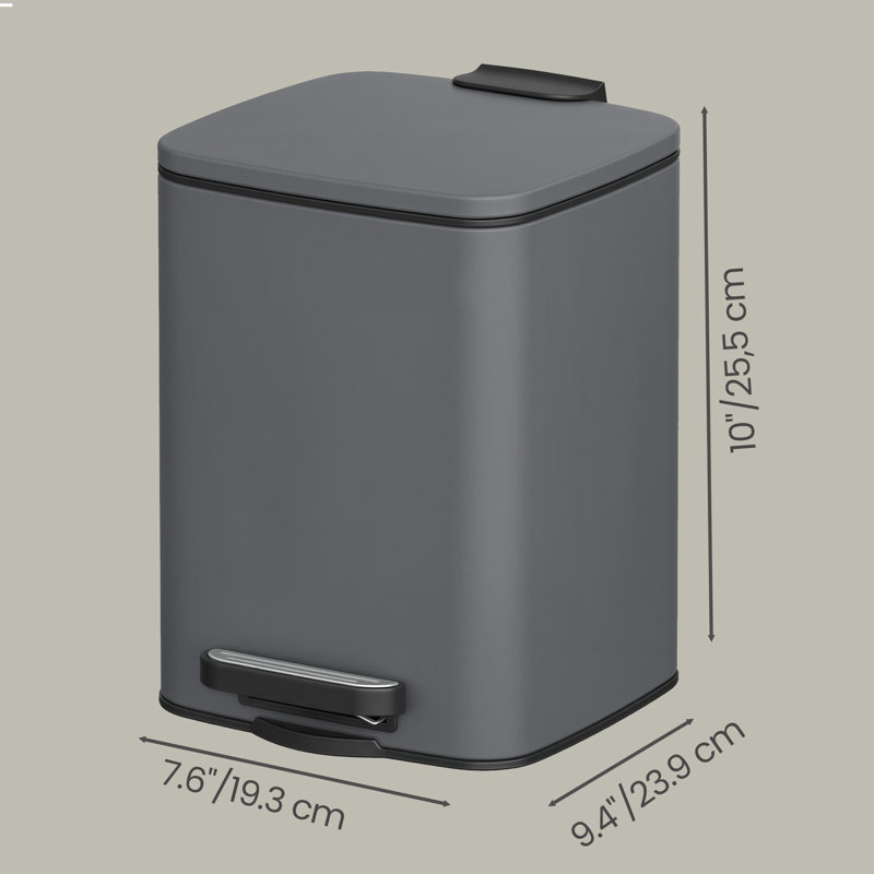 Suhanee Steel Kitchen Trash Can, Grey