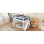Lit mezzanine double bleu et blanc avec tablettes de rangement, glissière amovible, processus d'assemblage facile, pour l'organisation de la chambre à coucher, bois de pin amovible intégré, conception-1413758080-1413758092