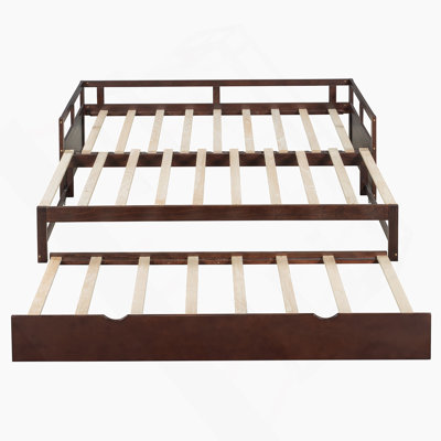 Extending Daybed With Trundle, Wooden Daybed With Pull-Out Bed For Extra Sleeping Space And Versatility, Ideal For Guest Rooms And Sleepovers