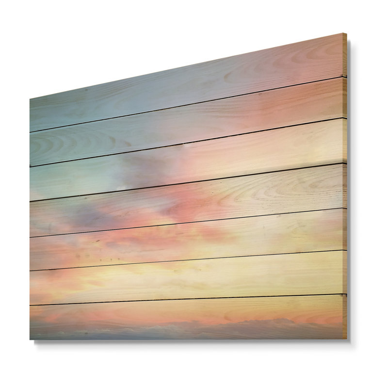 Cotton Candy Skies I - Ciel sur bois, H 10 po x l 20 po