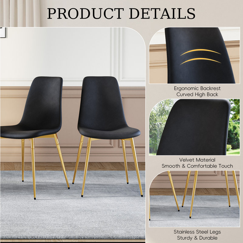 Dining Chairs Set Of 4, 17.72"Mid Century Modern Velvet Dining Room Chairs With Stainless Steel Legs,Elegant Kitchen Chairs