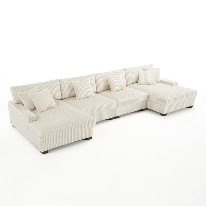 4 Seater Seating Component, White Faux Fur