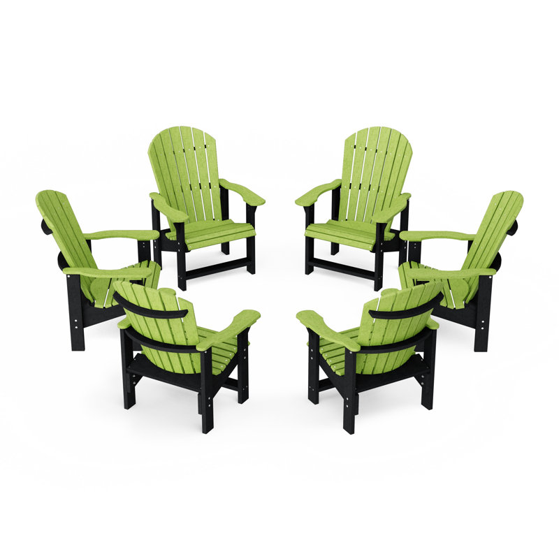 Heritage Upright Adirondack Chairs Set Of 6, Lime Green/Black