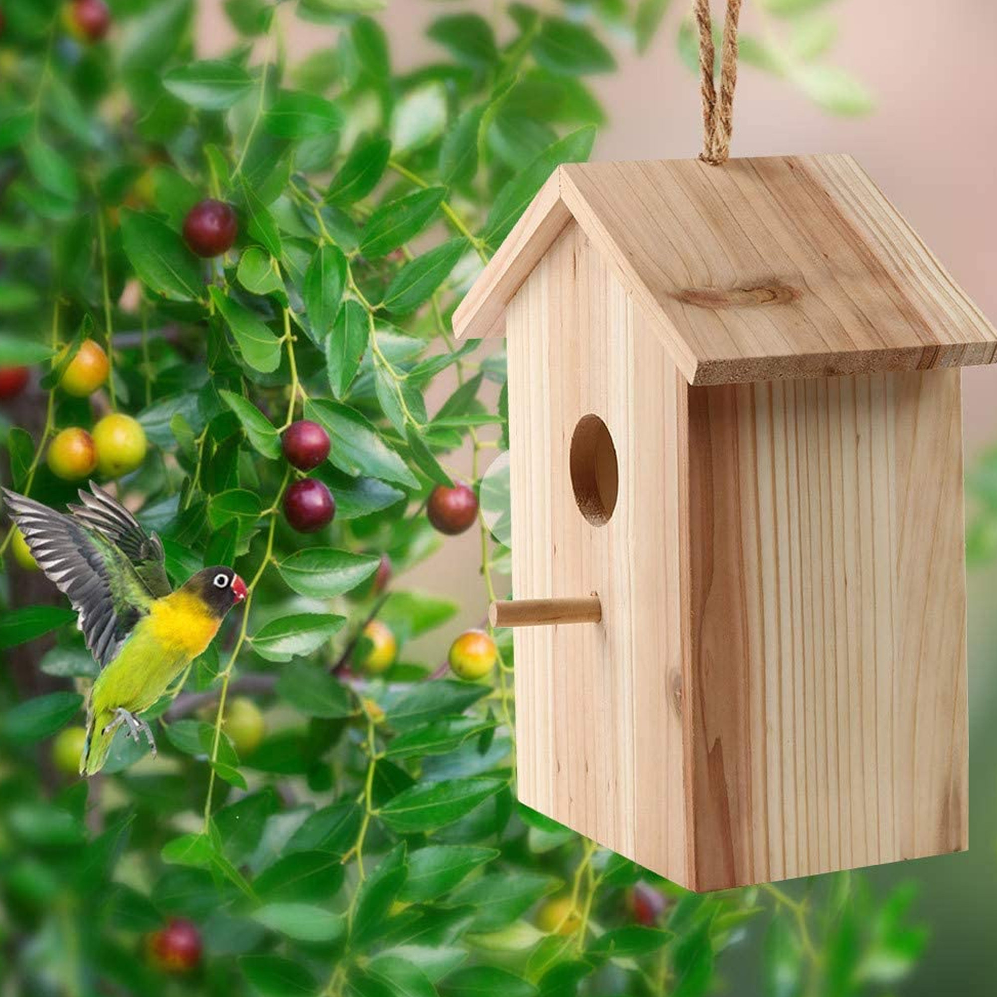 Relax love Wooden Bird Feeder Hanging Wild Bird Seed Feeder Creative Bird  Nest Bird Feeder DIY Bird House 