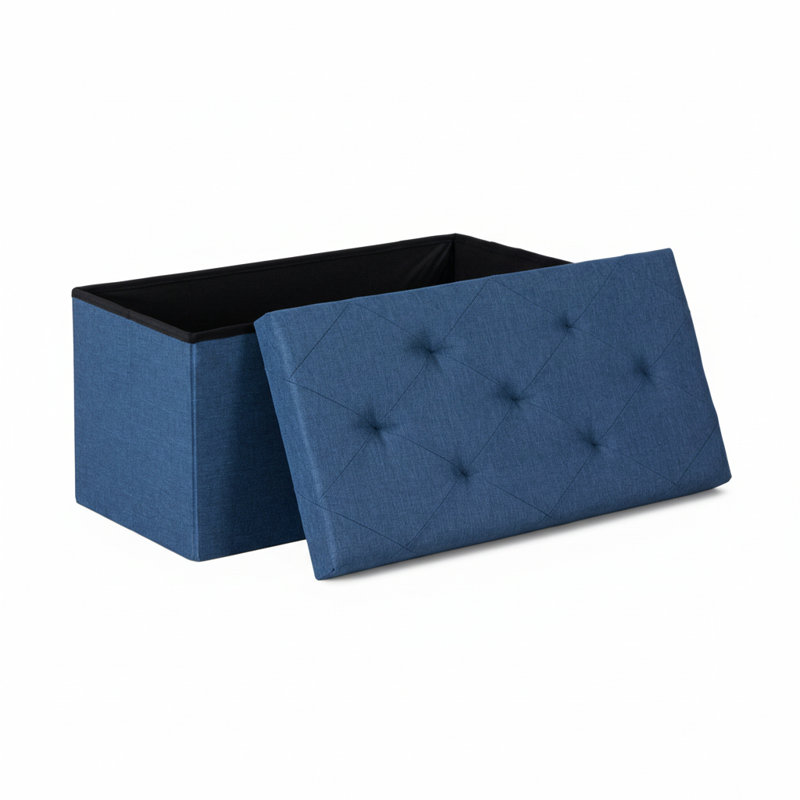 30" Wide Rectangle Standard Ottoman with Storage, Blue