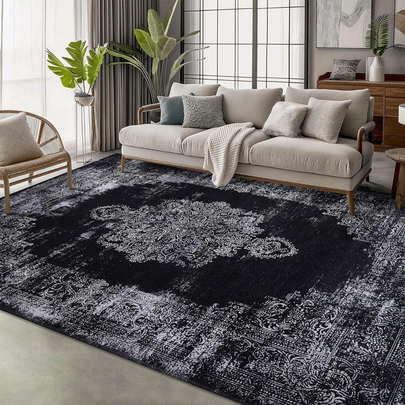 Non Slip Area Rugs Machine Washable Carpet Pad Entryway Rug Low Pile Modern Mat For Bedroom - 1319, Rectangle 80 x 150 cm