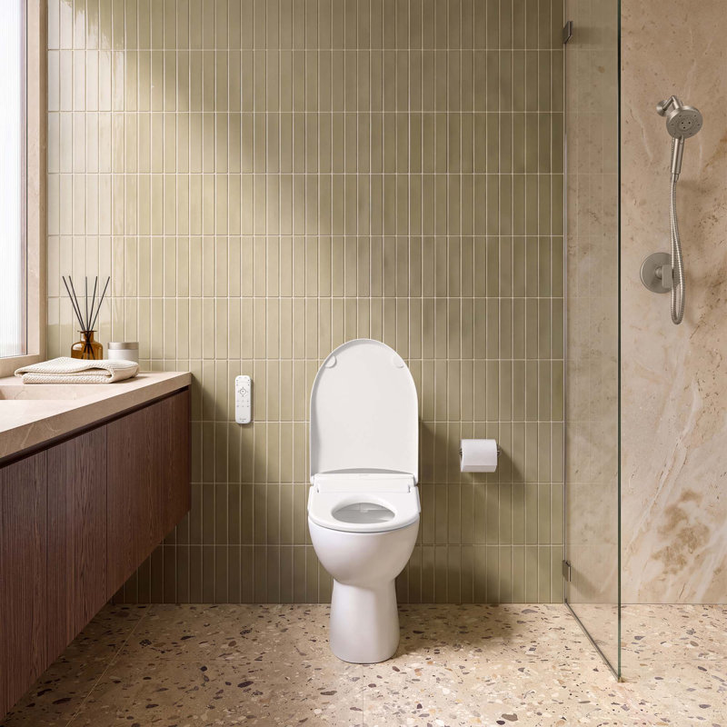 Eco Thinline T66 Electronic Luxury Bidet Toilet Seat with Remote Control, Elongated White