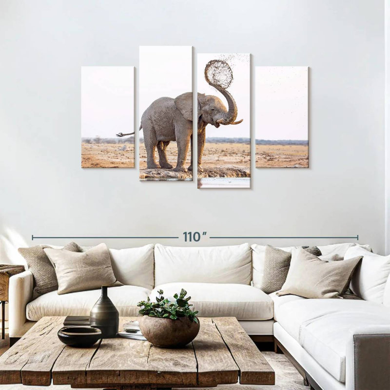 Elephant Mud Splash, 48" H x 75" W
