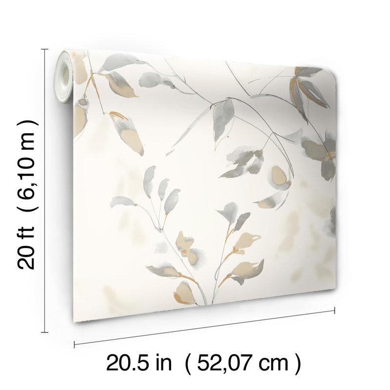 Floral Peel & Stick Wallpaper Roll, Soft Brown