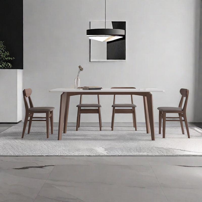 Modern generous rectangular dining table and chair, 29.5"H x 59"L x 31.4"W