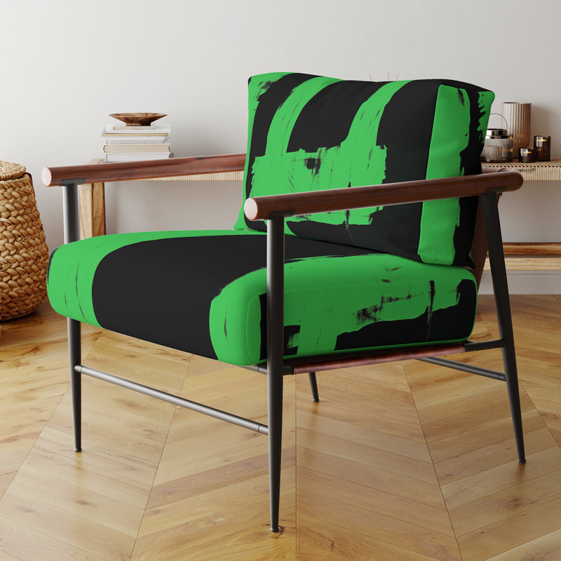 Fauteuil d'appoint rembourré vert et noir Walt Crossing Paths II, Doré