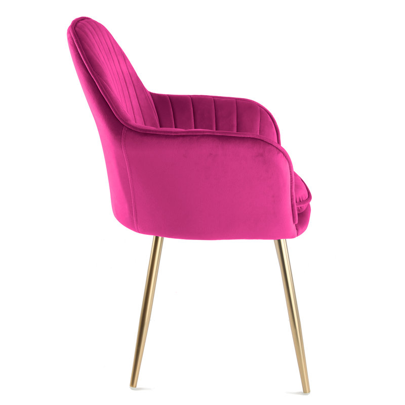 Ariella Velvet Armchair, Pink, Gold
