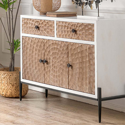American Retro Distressed Multi-Functional Accent Cabinet