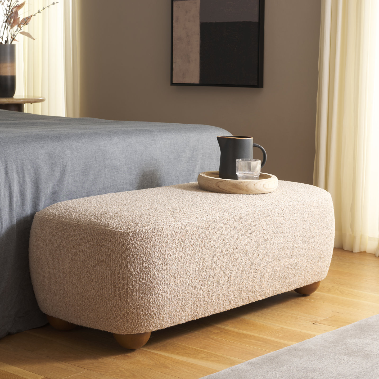 Carrah 49" Ottoman, Dune Bouclé