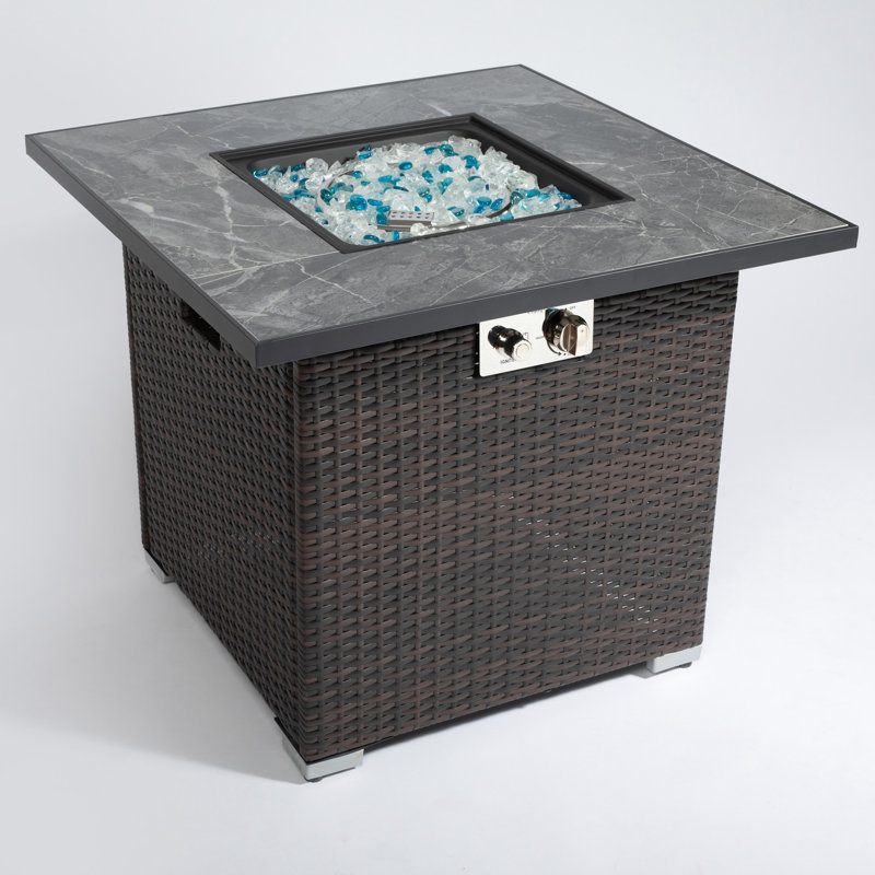 30inch Propane Gas Fire Pit Table With Lid, 40000btu Heating Performance Capacity, , Ceramic Tile Tabletop, Steel Construction, Rain Cover Propane, Efficiency Capacity Eminence, Dark Brown Frame,