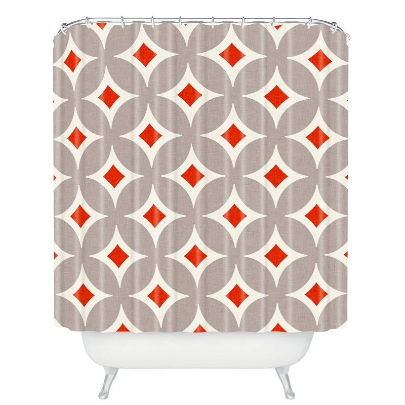 Rideau de douche simple à motif géométrique Darieus Vermillion