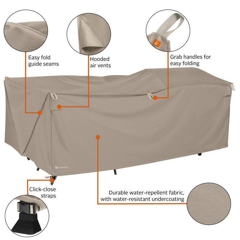 Ayvin Easy Fold Patio Furniture Cover, 35" H x 100" W x 70" D, Tan