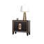 Bedside Table Bedroom Furniture 1Pc Nightstand Gold Accent Trim Wooden Finger Pull