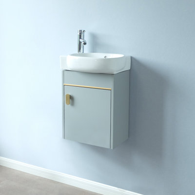 Detjon 17'' Single Bathroom Vanity with Ceramic Top