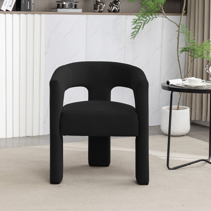 Fauteuil large en velours 24,6 po Jauier, Velours noir