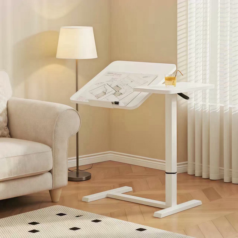 Bureau de chevet au-dessus du lit, Blanc, Blanc