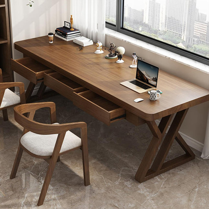 Dark Walnut Rectangular Solid Wood desks, 29.53" H x 70.87" W x 23.62" D