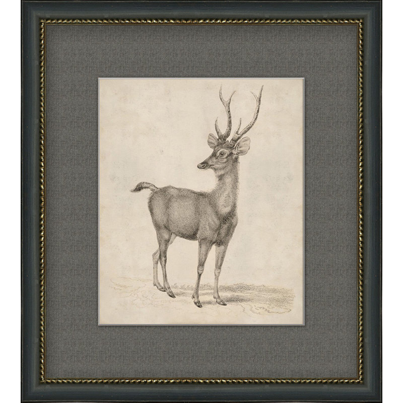 Antique Lone Deer Painting