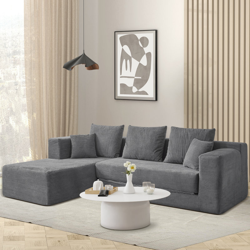 4 Seater Corduroy Sleeper, Grey