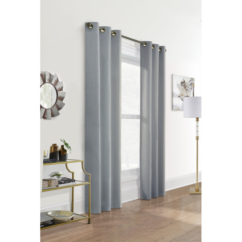 Mcgowen 100% Cotton Solid Room Darkening Thermal Grommet Curtain Panels, 40" W x 63" L, Dolphin Gray