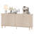 65-Inch Handcrafted Patchwork Decorative Buffet Cabinet With Pop-Up Design Doors,Full Unit Modern Farmhouse Accent Credenza For Dining Room, Kitchen, And Living Room, Light Oak-1743092848