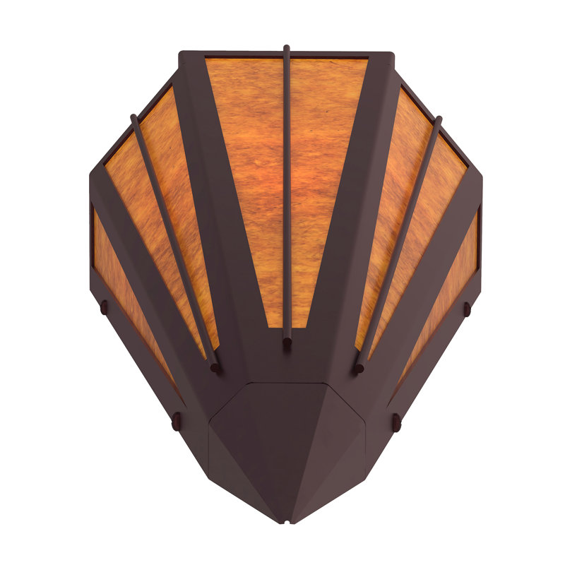 1 - Light Flush Mounted Sconce, Amber, Mica, Mahogany Bronze