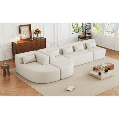 Canapé modulaire 144 po à combinaison libre 144 po avec deux chaises longues et cinq coussins de dossier pour la vie moderne
