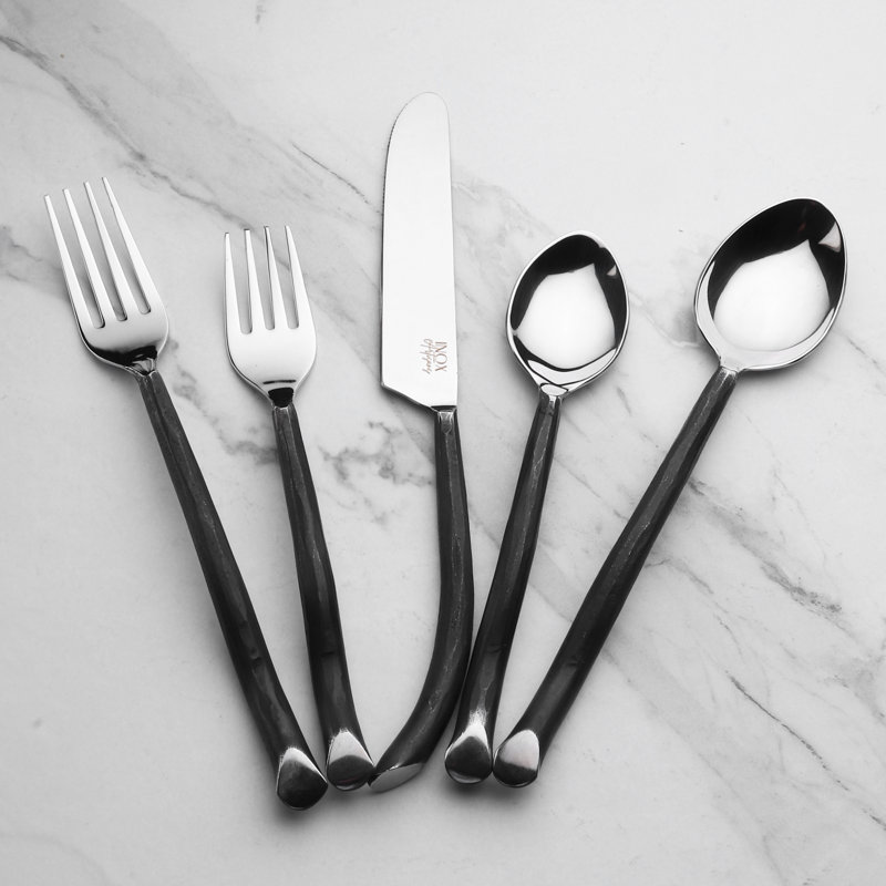 INOX Artisans Stainless Steel (18/8) Flatware Set - Service for, Black, 4