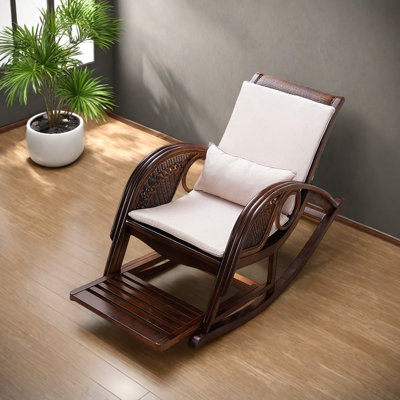 Comfortable solid wood rattan rocking chair