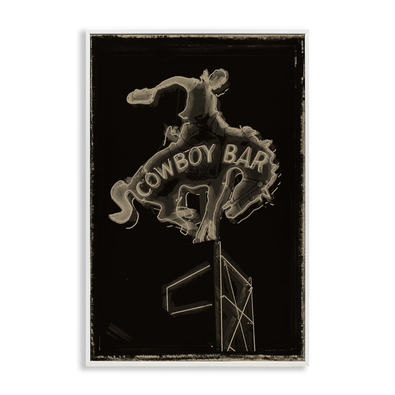 Bar Cowboy sur giclée noire encadrée, design par Grotto Studios, Giclée encadrée blanc bord de mer, H 18 po x l 12 po