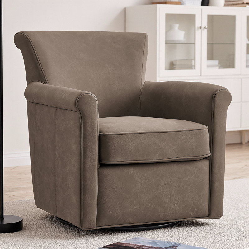 Fauteuil d'appoint pivotant en cuir Madaket Vegan, Espresso