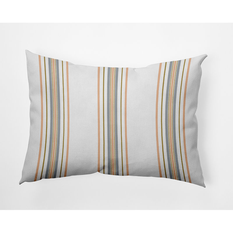 Reversible Throw Pillow, Gray/Orange Striped
