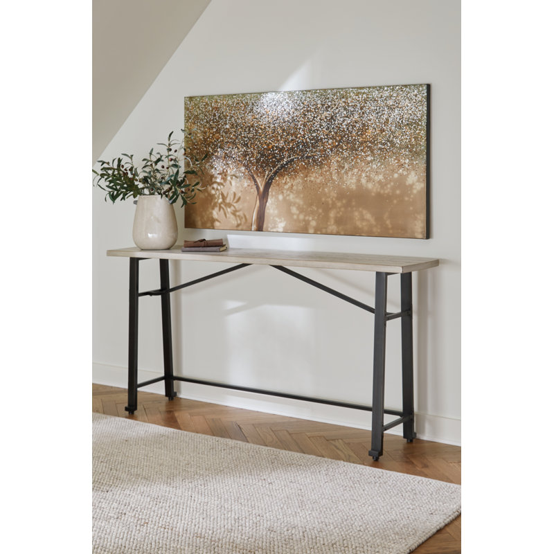 Beige and Black Wood Farmhouse Counter Height Table