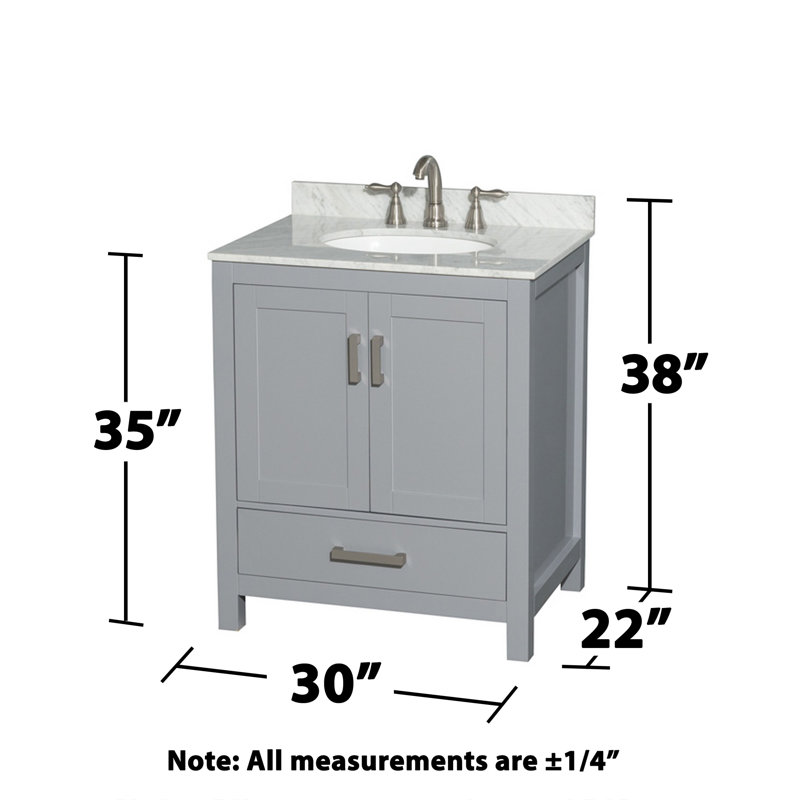 Meuble-lavabo simple avec plateau en marbre Sheffield, Gris
