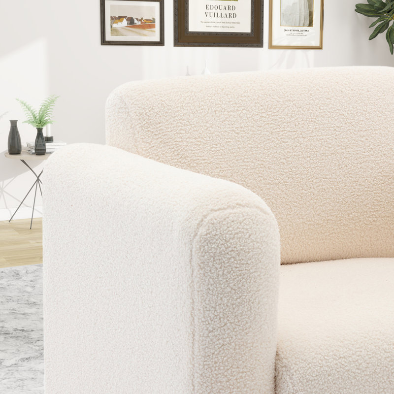 Fauteuil d'appoint moderne rembourré, Sherpa crème