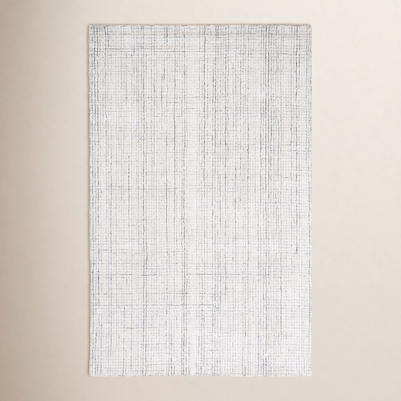 Rowe Abstract Handmade Tufted Ivory/Grey Area Rug, Rectangle 9' x 12'